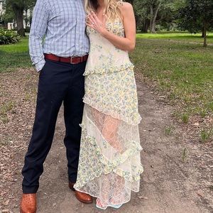 Tiered floral patchwork maxi dress forever 21